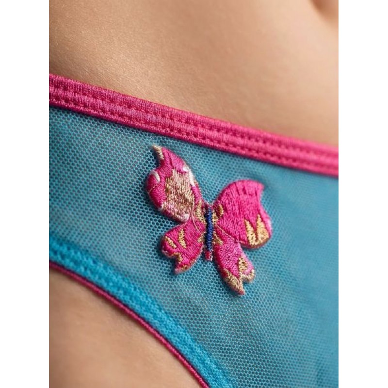 Διάφανο Σλιπ Μπραζίλ με Πεταλουδίτσα - Τυρκουάζ (008544-Τυρκουάζ)