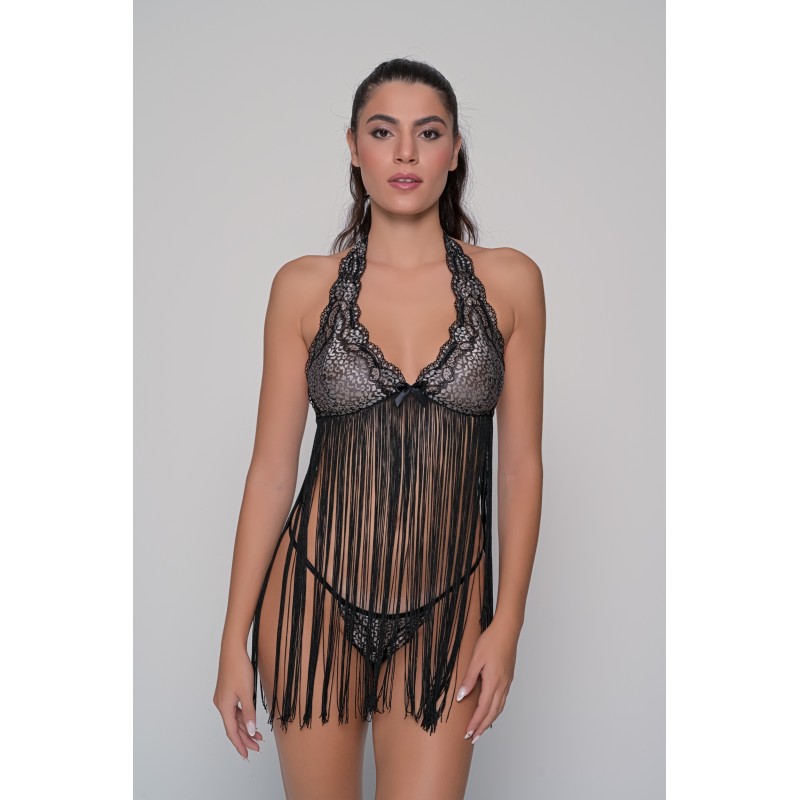 Σετ Τοπ με Κρόσια και String - Μαύρο (009180-Μαύρο) Σετ Τοπ με Κρόσια και String - Μαύρο (009180-Μαύρο)