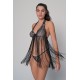 Σετ Τοπ με Κρόσια και String - Μαύρο (009180-Μαύρο) Σετ Τοπ με Κρόσια και String - Μαύρο (009180-Μαύρο)