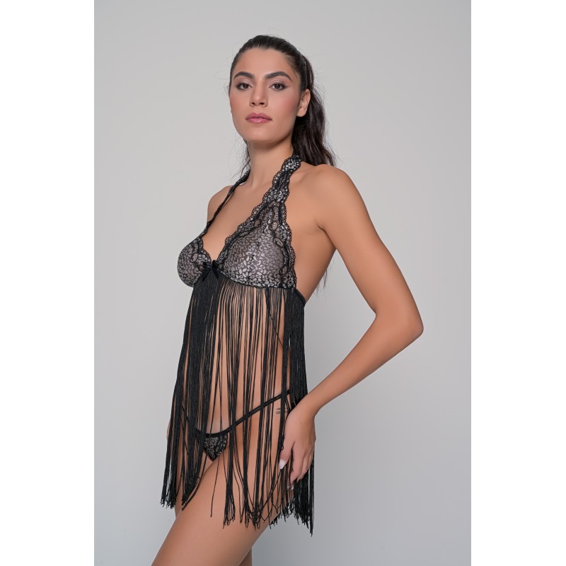 Σετ Τοπ με Κρόσια και String - Μαύρο (009180-Μαύρο) Σετ Τοπ με Κρόσια και String - Μαύρο (009180-Μαύρο)