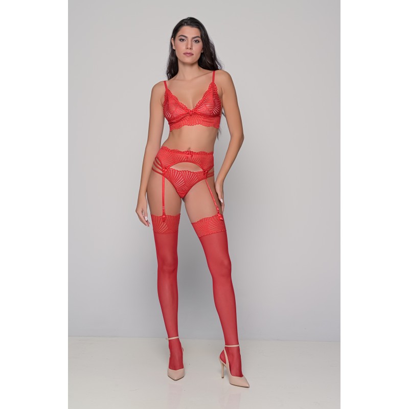 Σετ 4 τμχ Δαντελένια Εσώρουχα - Κόκκινο (Set9184-Κόκκινο)