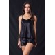 Σατέν Babydoll με Σόρτς - Μαύρο (004161-Μαύρο)