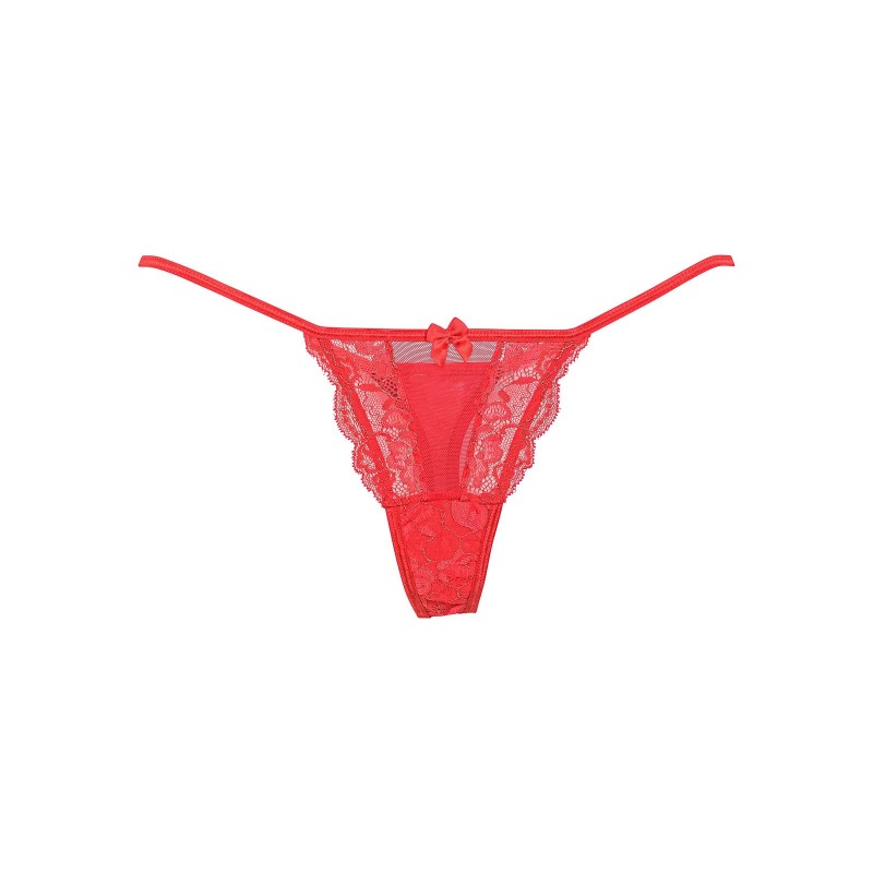 Tanga String Δαντέλα με Χρυσοκλωστή - Κόκκινο (007678-Κόκκινο)