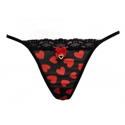 Γυναικείο Εσώρουχο G-String Τούλι και Δαντέλα (V25-934-Μαύρο)