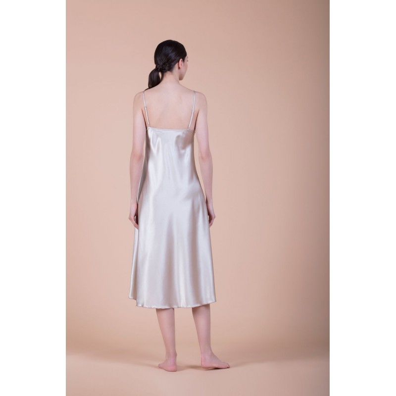 Midi Νυφικό Σατέν Νυχτικό - Ιβουάρ (003341-Ιβουάρ)