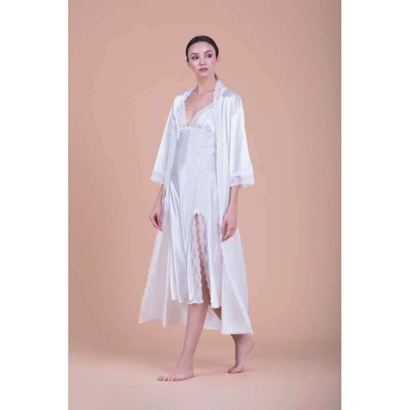 Midi Νυφικό Σατέν Νυχτικό - Ιβουάρ (003341-Ιβουάρ)