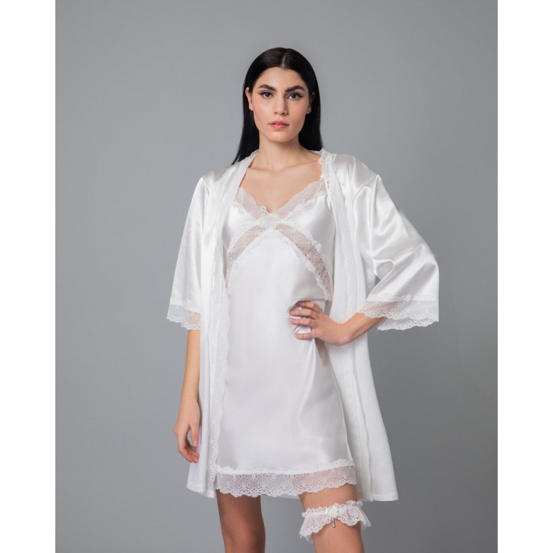 Νυφικό Σατέν Νυχτικό Δώρο το String - Ιβουάρ (003415-Ιβουάρ)