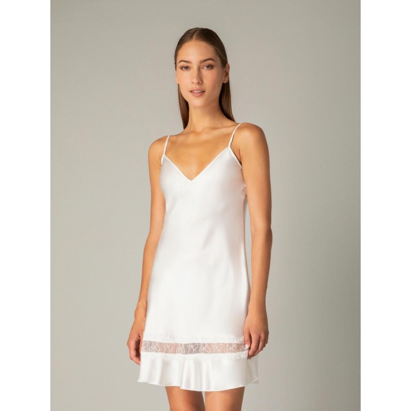 Νυφικό Σετ Νυχτικάκι και Ρόμπα Σατέν με Δαντέλα - Ιβουάρ (Set3390_5337-Ιβουάρ)