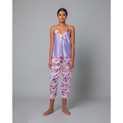 Πυζάμα Σατεν V Ντεκολτέ - Φλοράλ (009161-Τύπος)