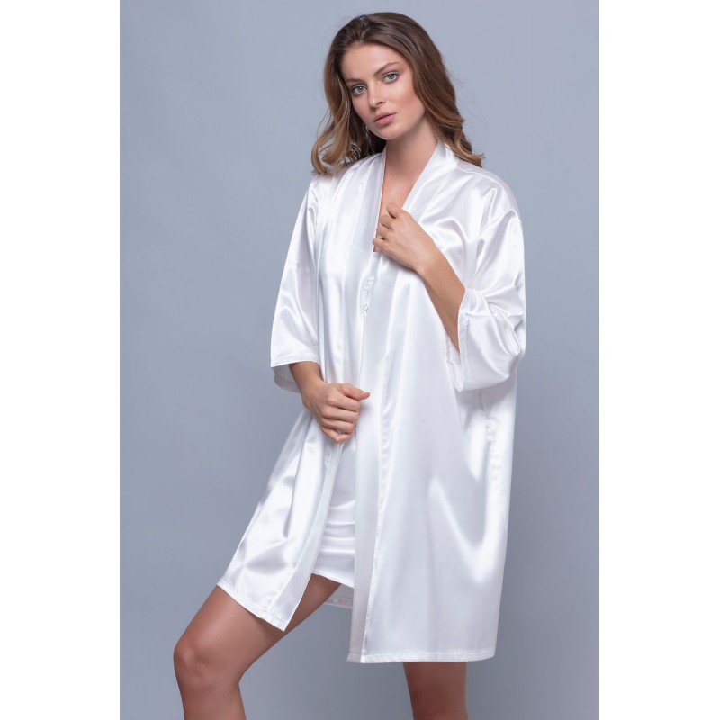 Νυφική Σατέν Ρόμπα με Στάμπα Bride - Ιβουάρ (005321-Ιβουάρ)